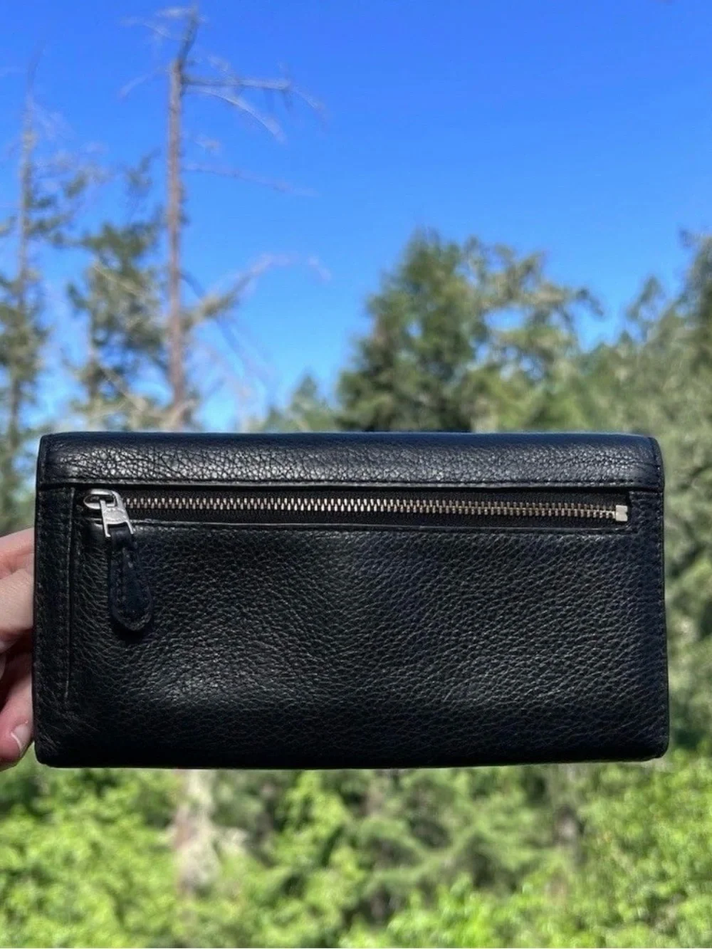 VINTAGE COACH Women's Trifold Wallet in Pebble Leather Credit Card Holder